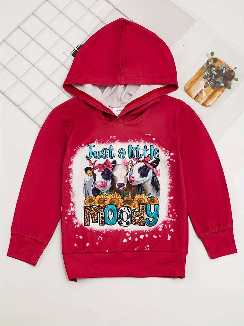 Nfin8 Spirited Charm - 'Just a Little Moody' Girls Hoodie/Sweatshirt in Red