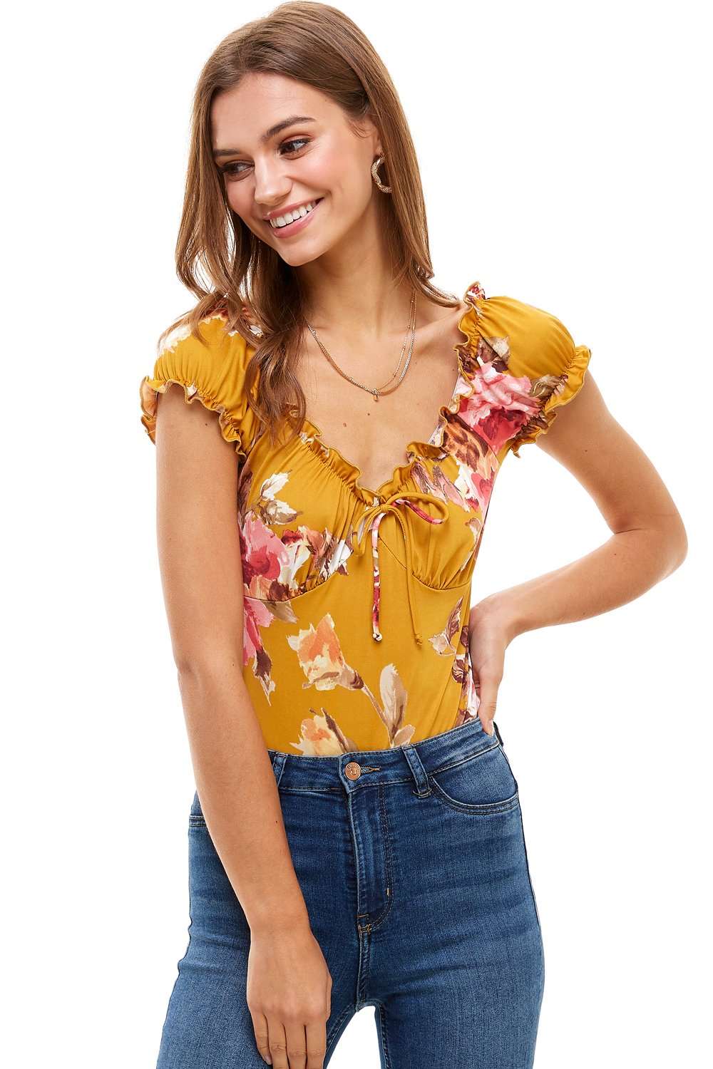 Nfin8 Blossom Chic Floral Printed Bodysuit