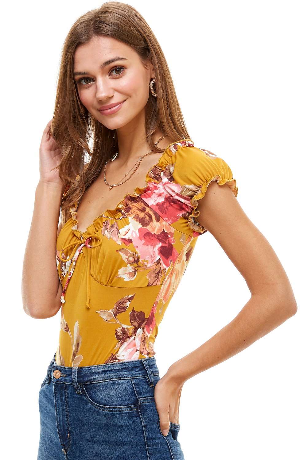 Nfin8 Blossom Chic Floral Printed Bodysuit