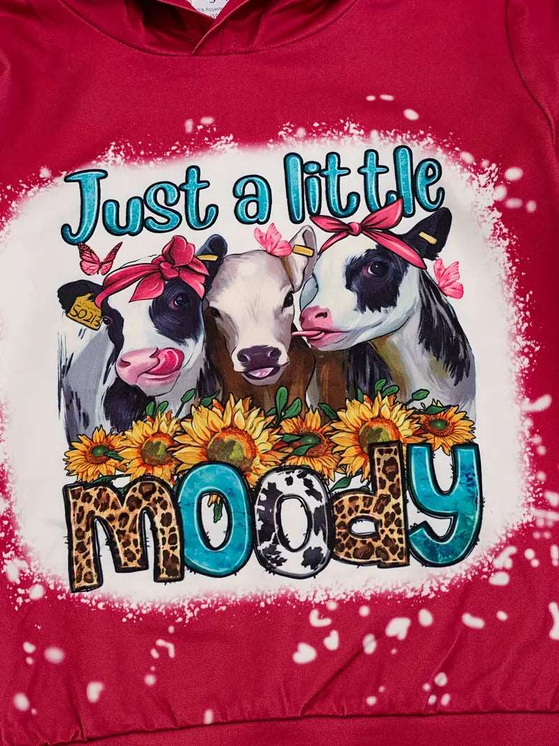 Nfin8 Spirited Charm - 'Just a Little Moody' Girls Hoodie/Sweatshirt in Red