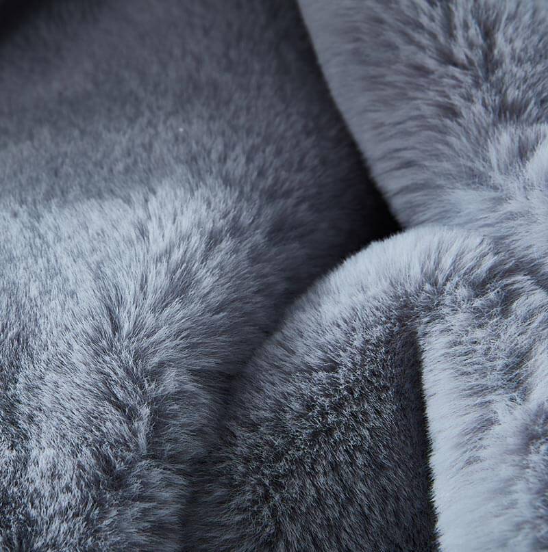 Nfin8 Silken Splendor - Grey Chinchilla Faux Fur Throw Blanket