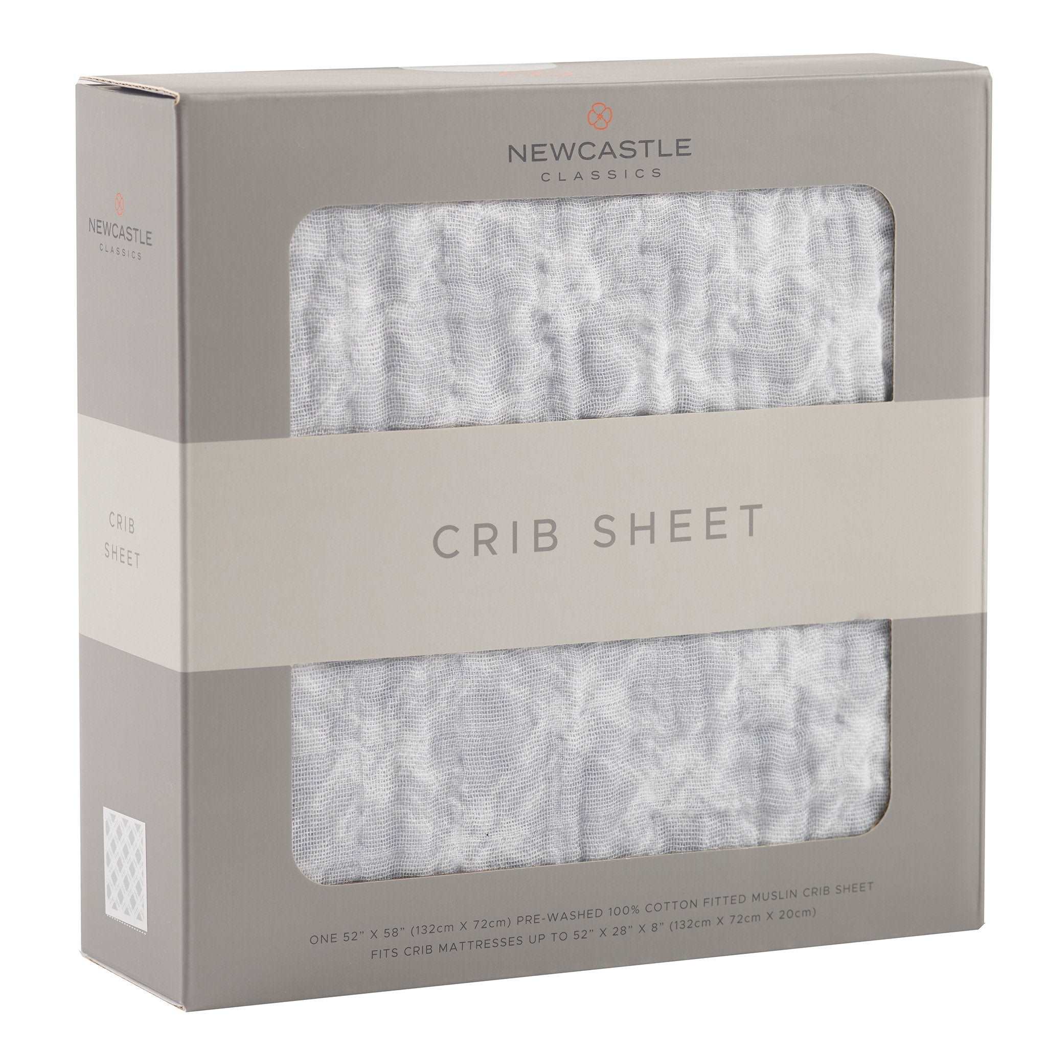 Nfin8 Serene Slumber - Glacier Grey Plaid Cotton Muslin Crib Sheet