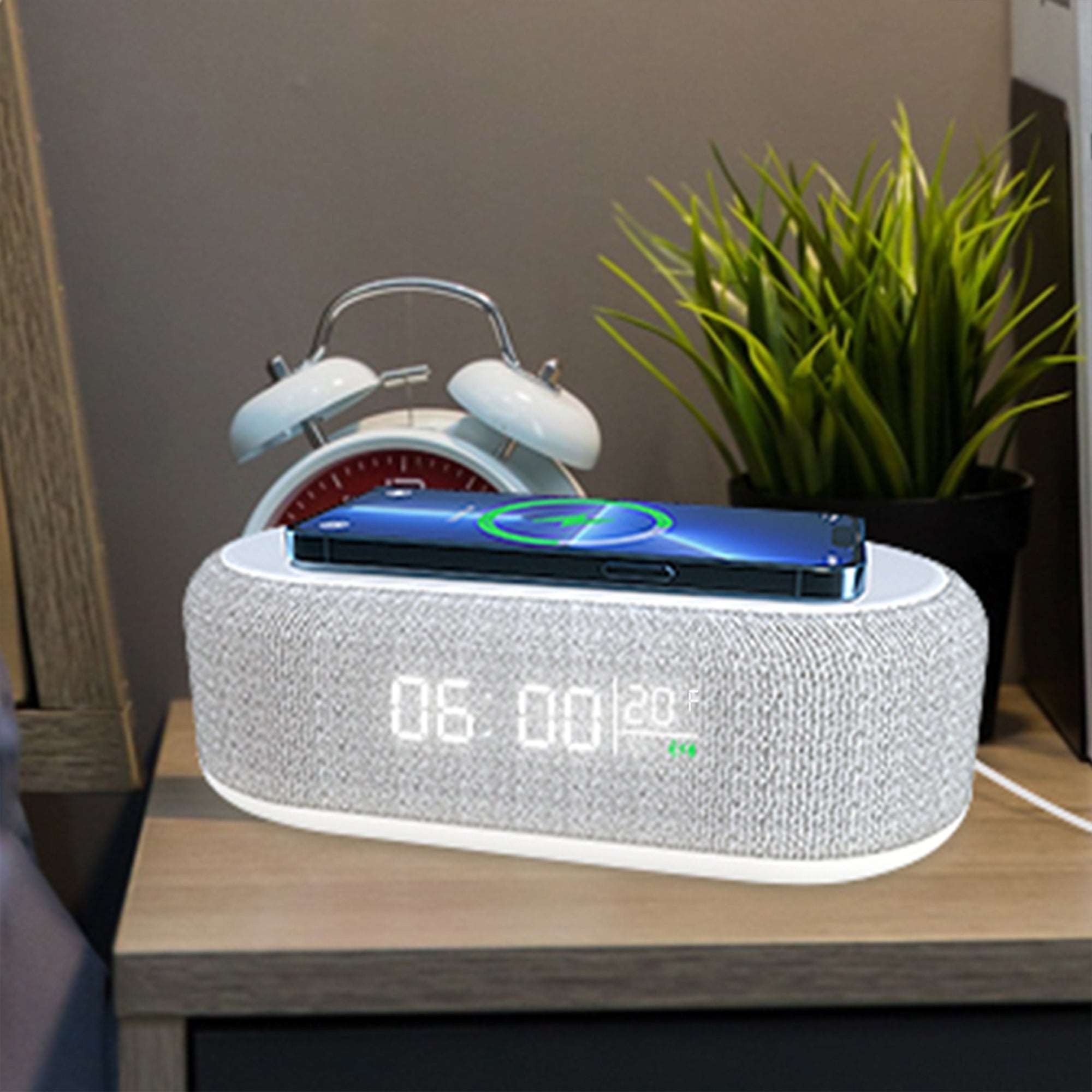 Nfin8 Sync 3-in-1 Alarm Clock with Wireless Charging Station