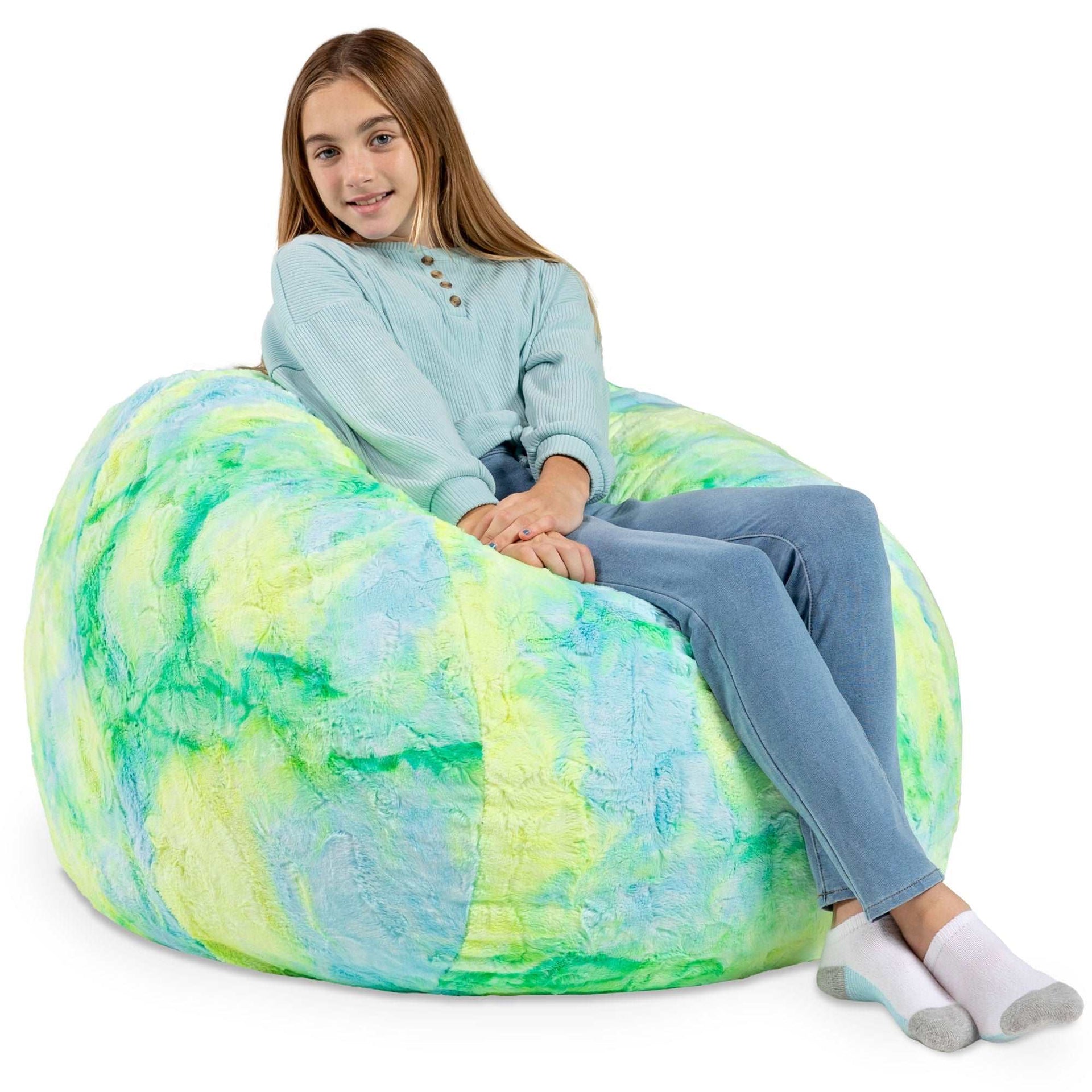 Nfin8 Whimsy Nest - 3 Foot Bean Bag Chair in Faux Fur Firefly