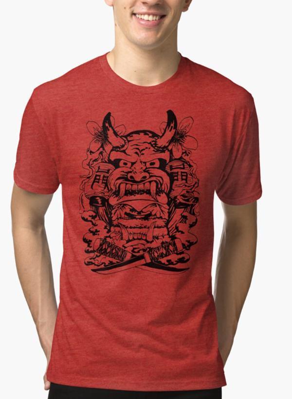 Nfin8 Mystic Oni - Japanese Demon Red Mélange T-Shirt